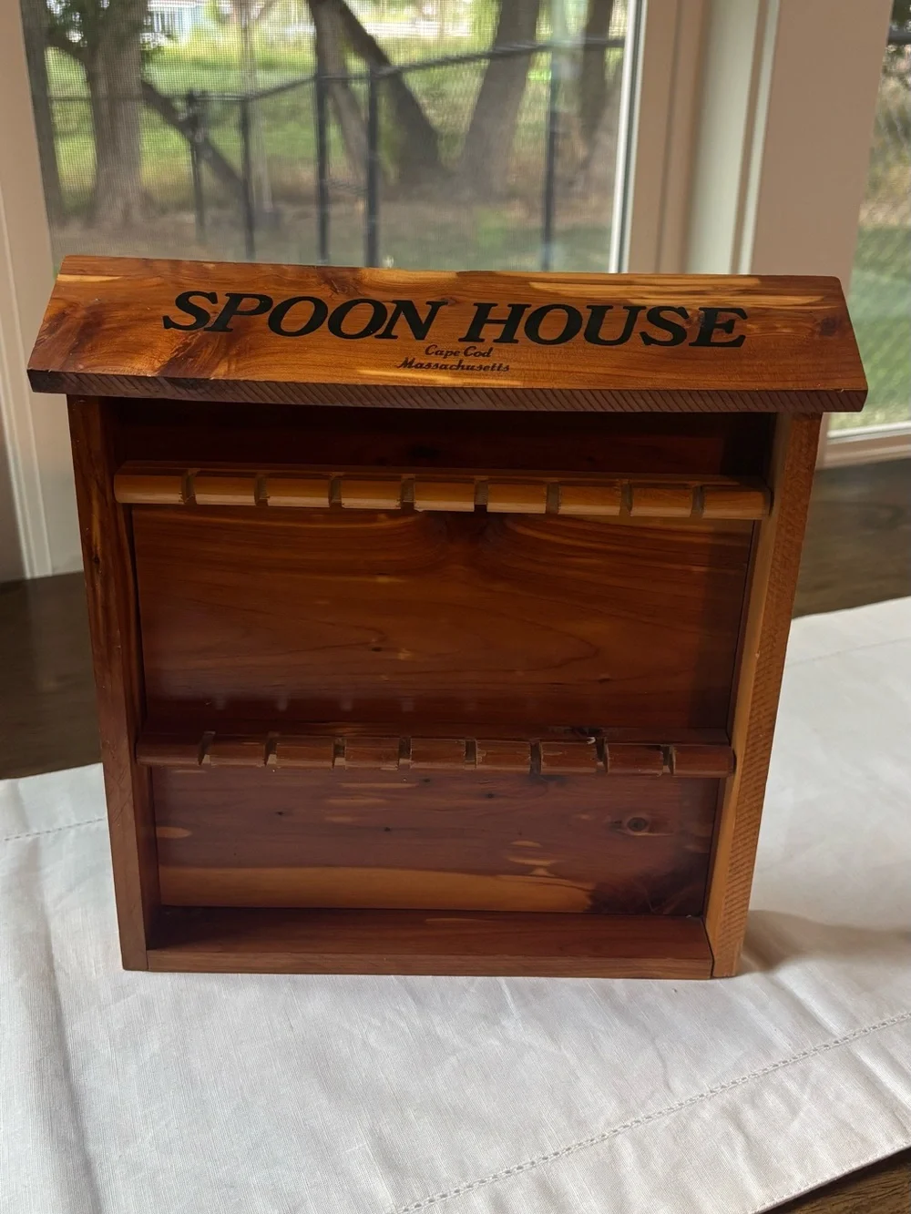 Vintage Cape Cod MA Spoon House Cedar Wood Wall Rack - Natural Cedar